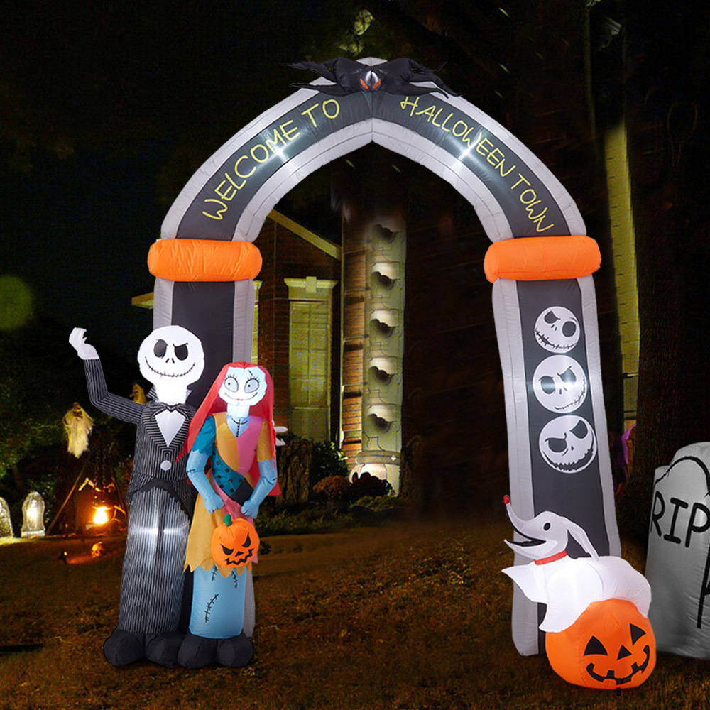 Living and Home Halloween Inflatable LED Jack Skellington and Sally Welcoming Archway 10ft Image 7