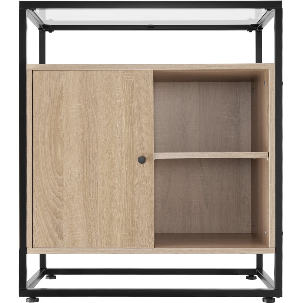 tectake Light Wood Oak Sonoma Glass Tabletop Coventry Sideboard Image 4