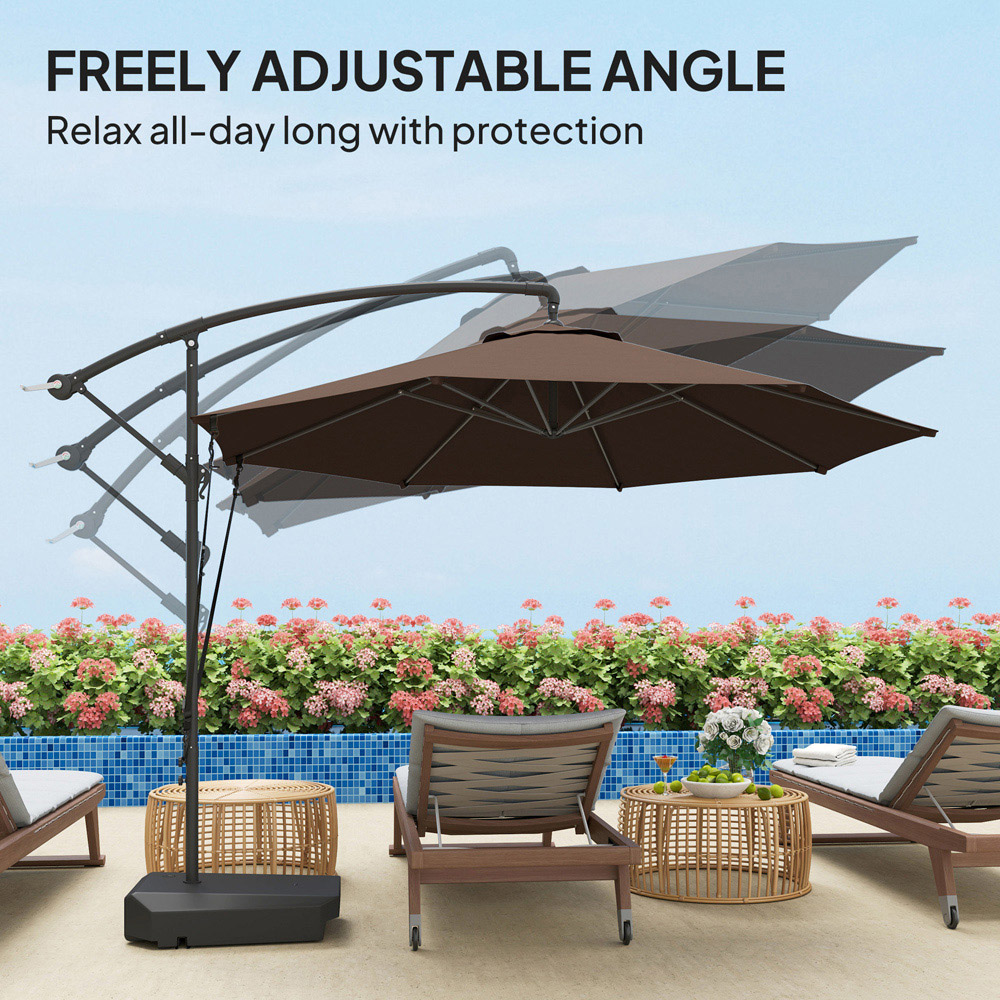 Outsunny Brown Cantilever Parasol with Weighted Base and Wind Strap 2.5m Image 7