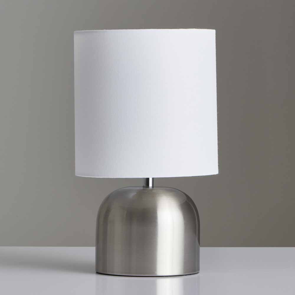 Wilko Silver and White Touch Lamp Image 1