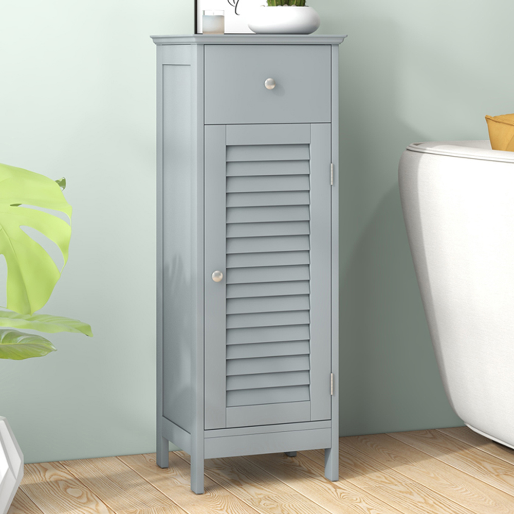 Costway Single Door Single Drawer Grey Bathroom Storage Cabinet Image 1