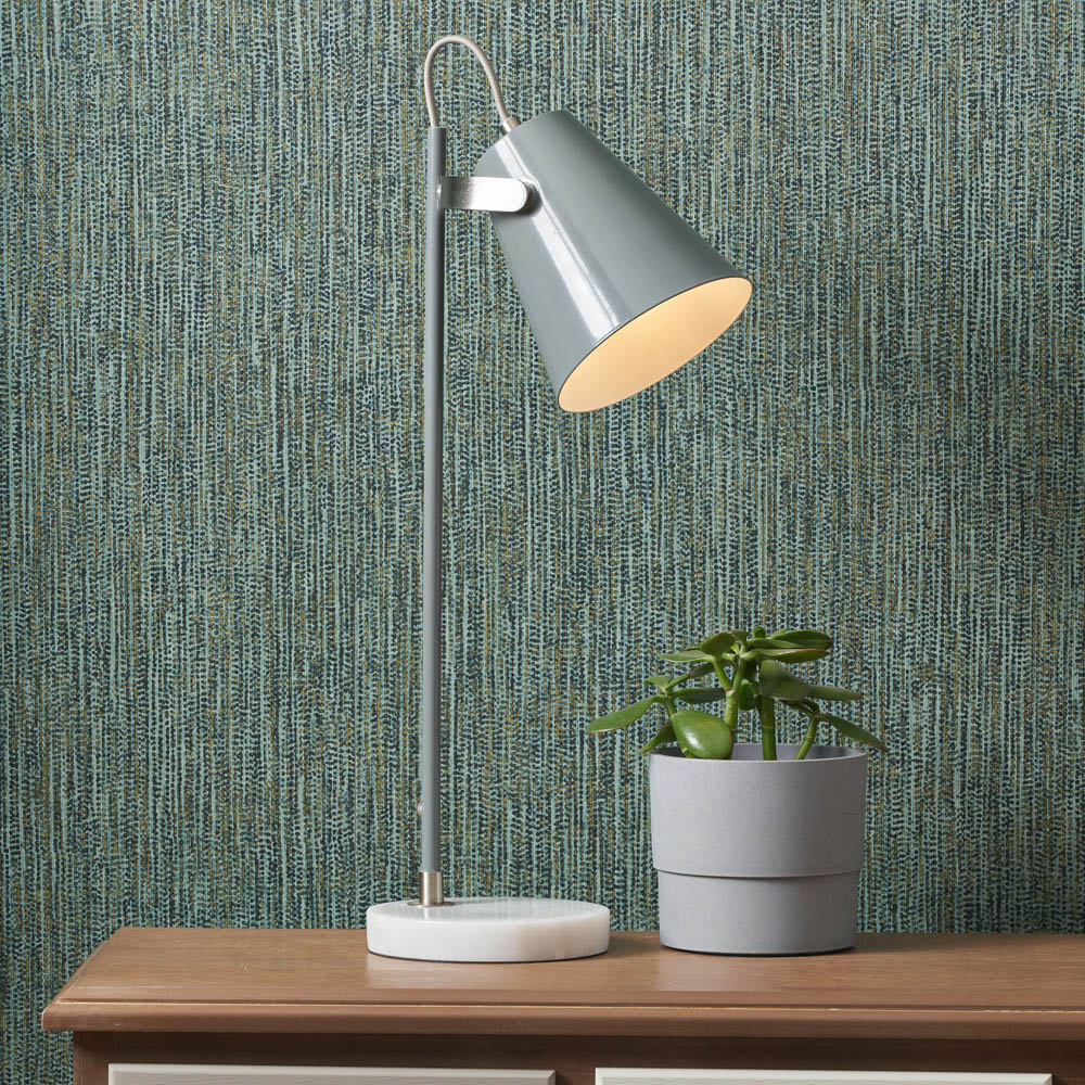 Pacific Lifestyle Theia Grey and Satin Nickel Table Lamp Image 2