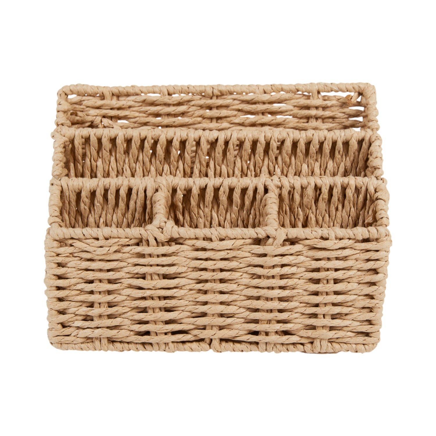 Rattan Desk Organiser Brown Image 2