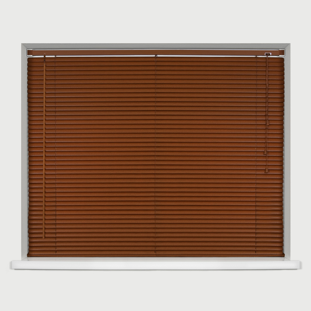 Caecus Wood Grain Effect PVC Venetian Blind Dark Oak 150 x 150cm Image 1