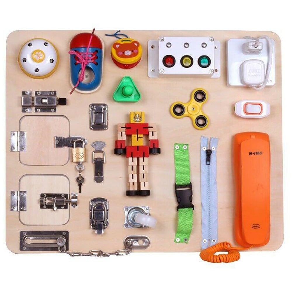 Dyzi Toddlers Montessori Busy Board Wooden Sensory Toy Image 3