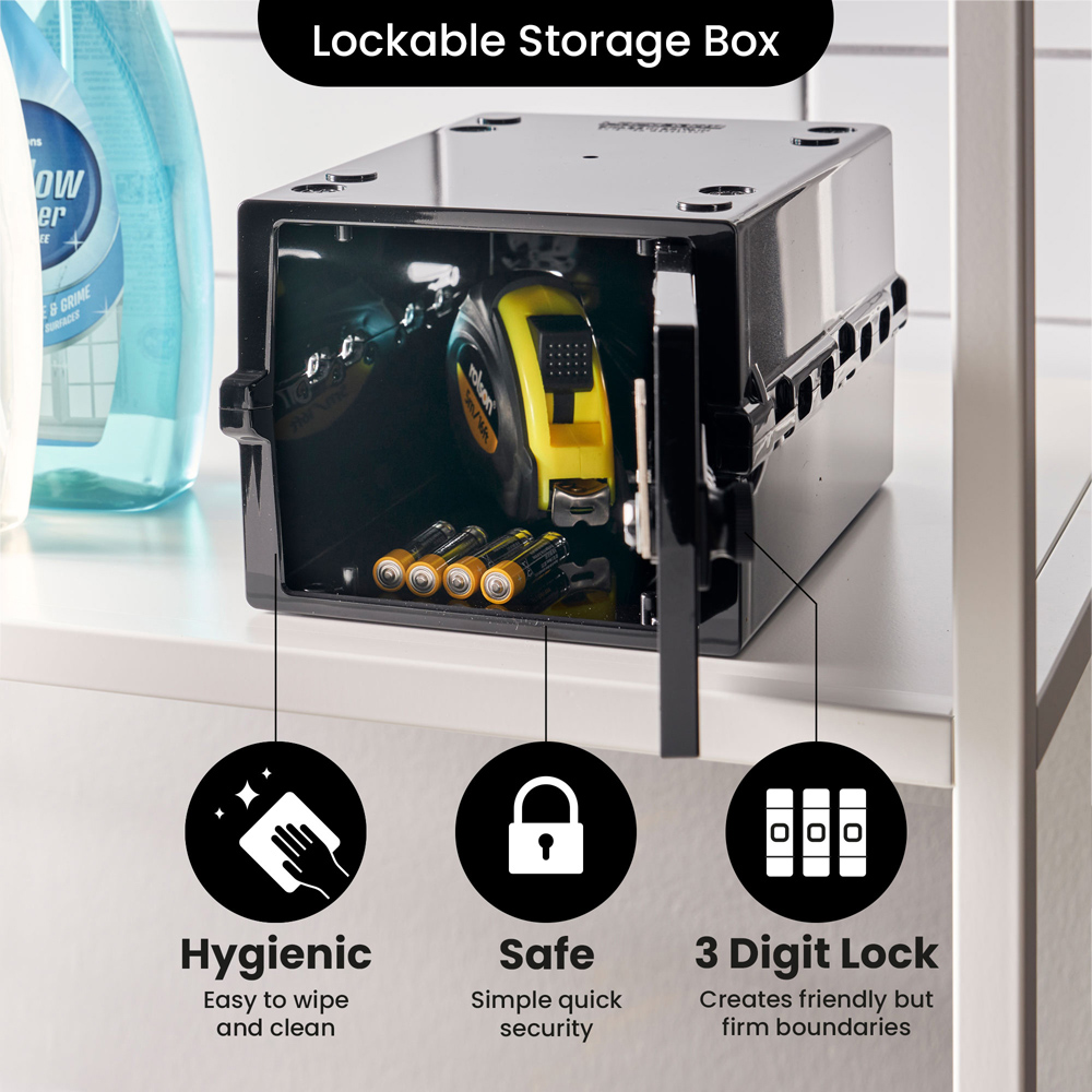 Lockabox 3L Jet Black Lockable Mini Storage Box Image 3
