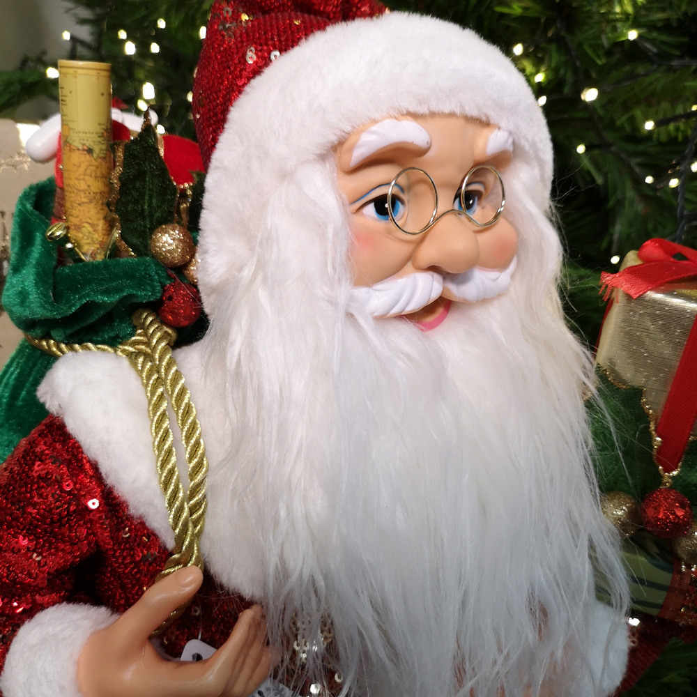 Samuel Alexander Standing Red Sequin Santa Claus with Sack Christmas Decoration Image 3