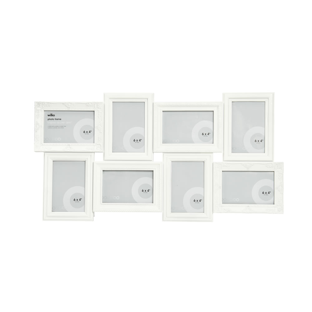Wilko White 8 Multi Aperture Photo Frame 6 x 4 Inch Image 1