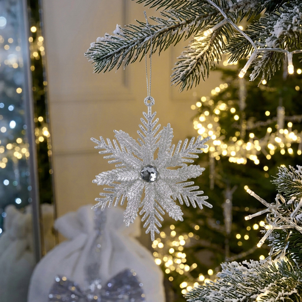 Frosted Fairytale Silver Snowflake Decoration Image 2