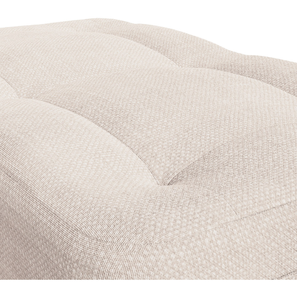 Living and Home Beige Linen Footstool with Oak Legs and Side Pocket Image 5