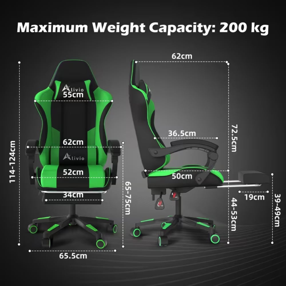 Alivio Green Ergonomic Massage Gaming Chair Image 9