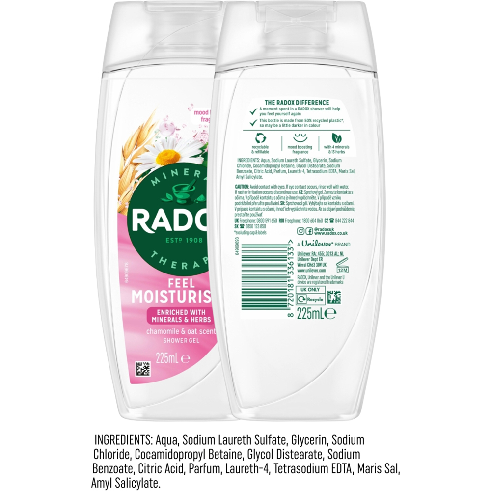 Radox Mineral Therapy Feel Moisturised Chamomile and Oat Shower Gel 225ml 6 Pack Image 8