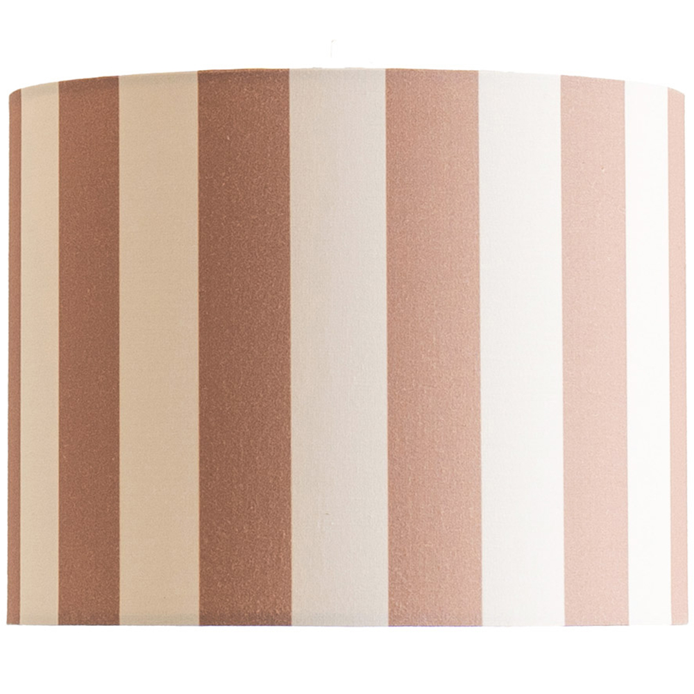 ValueLights Callie Colour Clash Small Natural and Brown Stripe Fabric Drum Lamp Shade Image 1