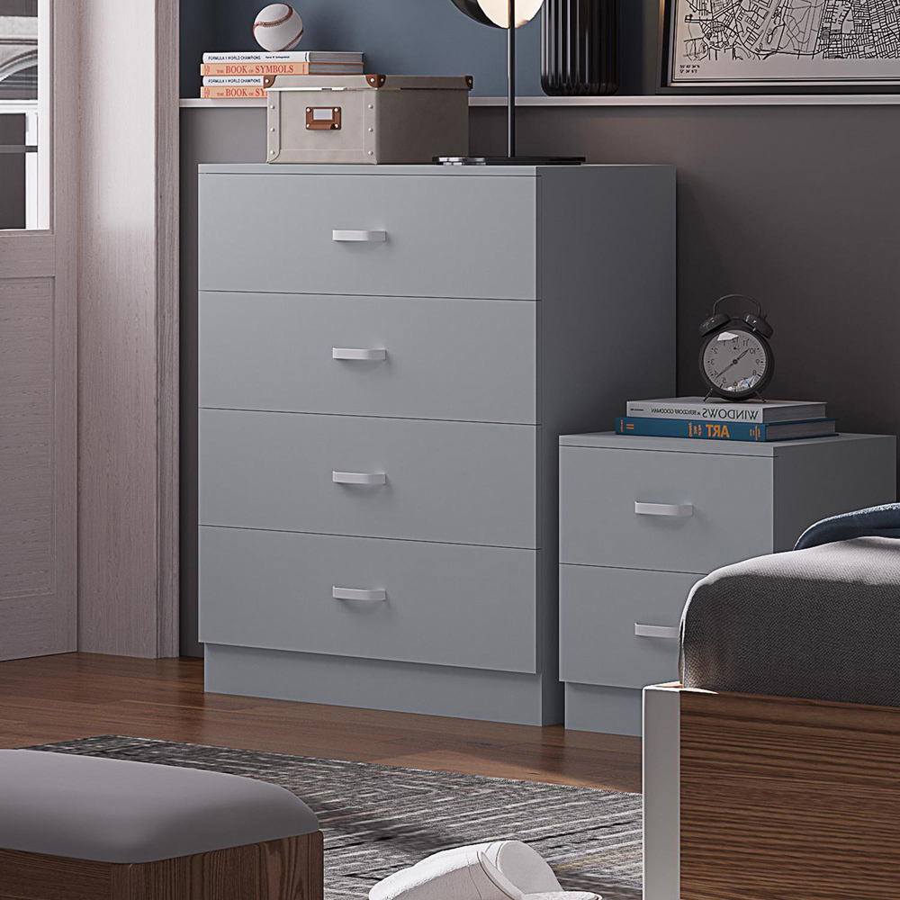 FWStyle Tunis 4 Drawer Matt Grey Chest of Drawer Image 5