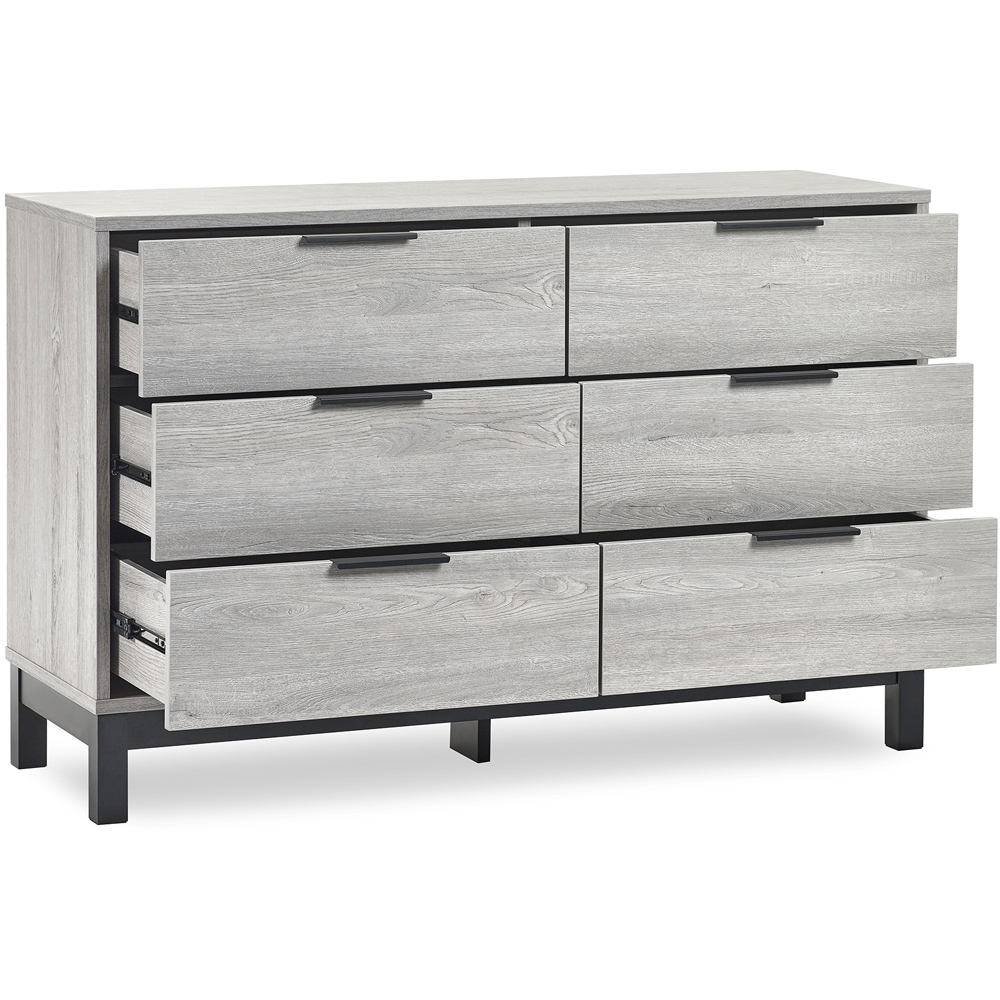 Julian Bowen Bali 6 Drawer Grey Oak Wide Chest of Drawers Image 4