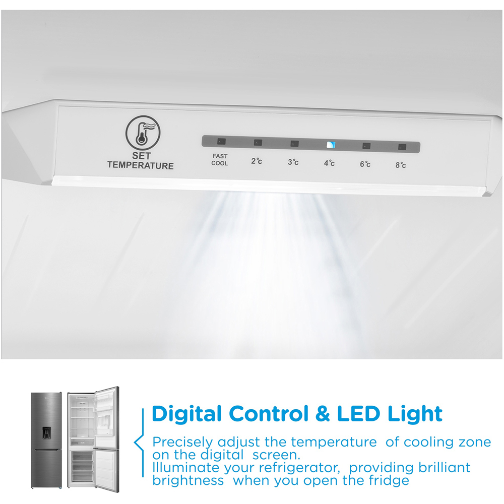 Midea MDRB424FGD46W Inox Total No Frost 308L Combi Fridge Freezer with Non-Plumbed Water Dispenser Image 4