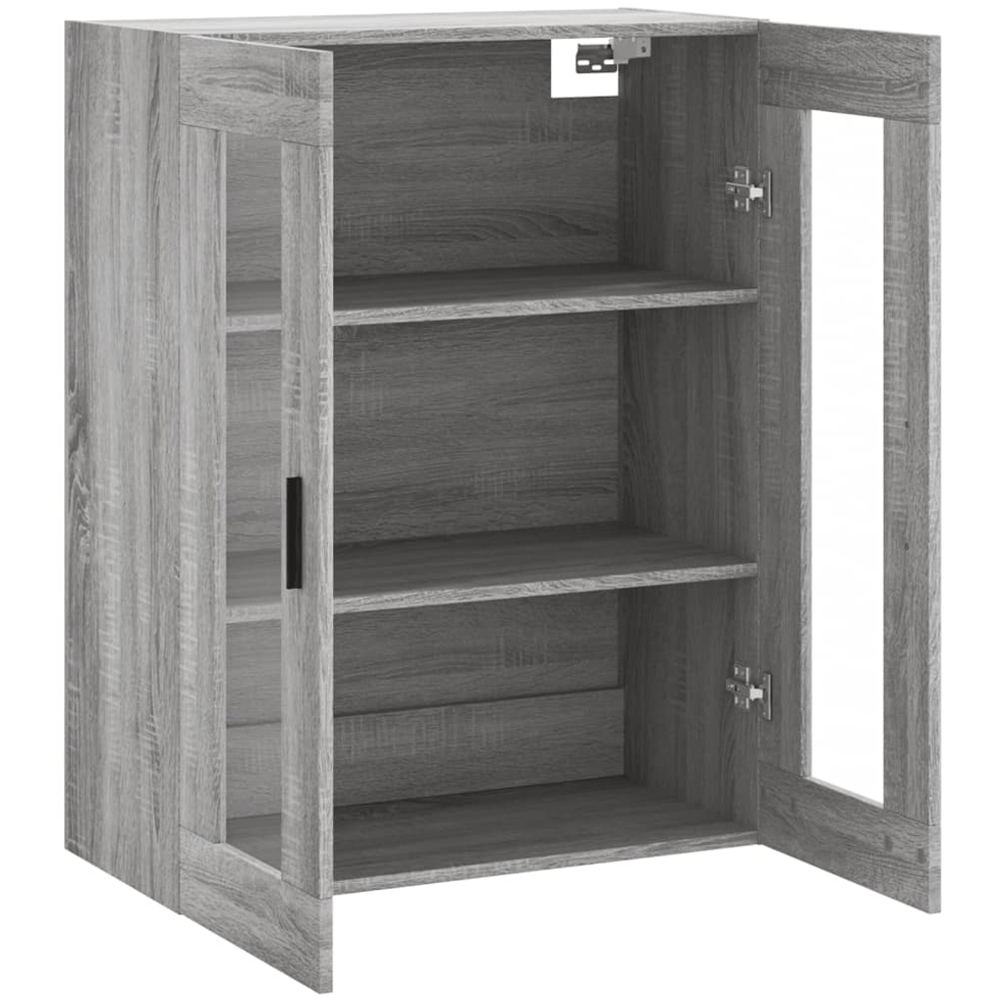 vidaXL 2 Glass Door Grey Sonoma Wall Mounted Cabinet Image 6