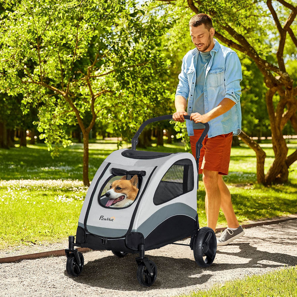 PawHut Grey Pet Buggy Stroller Image 2