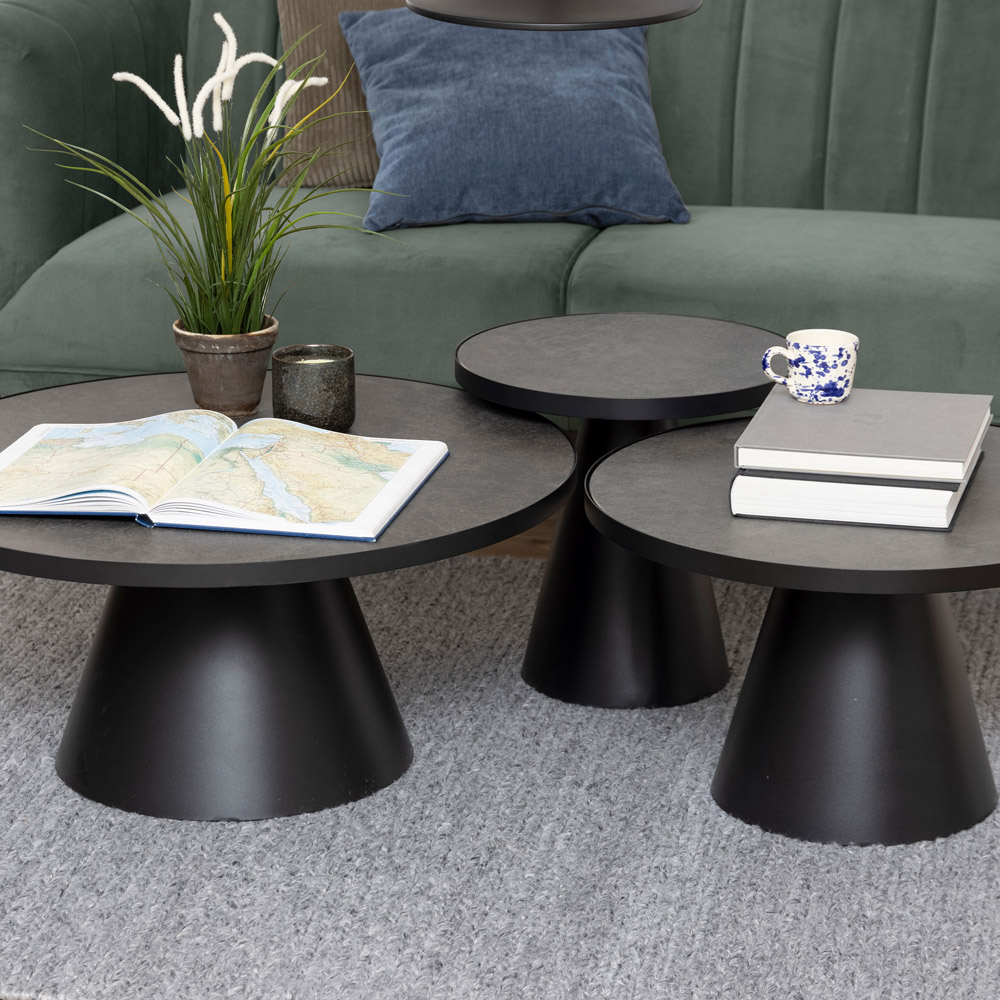 Florence Soli Round Black Ceramic Coffee Table Image 8