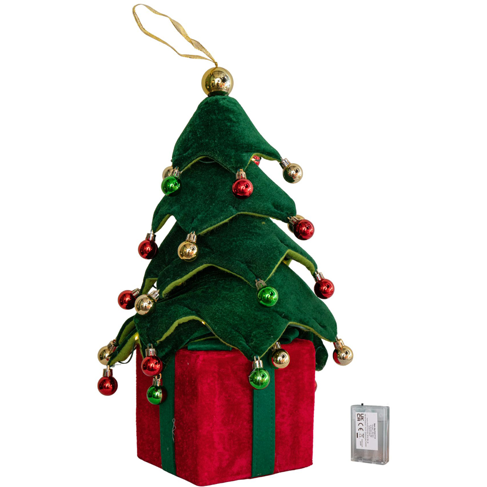 Samuel Alexander Warm White LED Battery Powered Light-Up Christmas Tree with Baubles 49cm Image 1