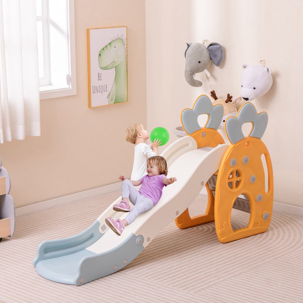 Costway Kids Freestanding Foldable Slide with Climber Image 3
