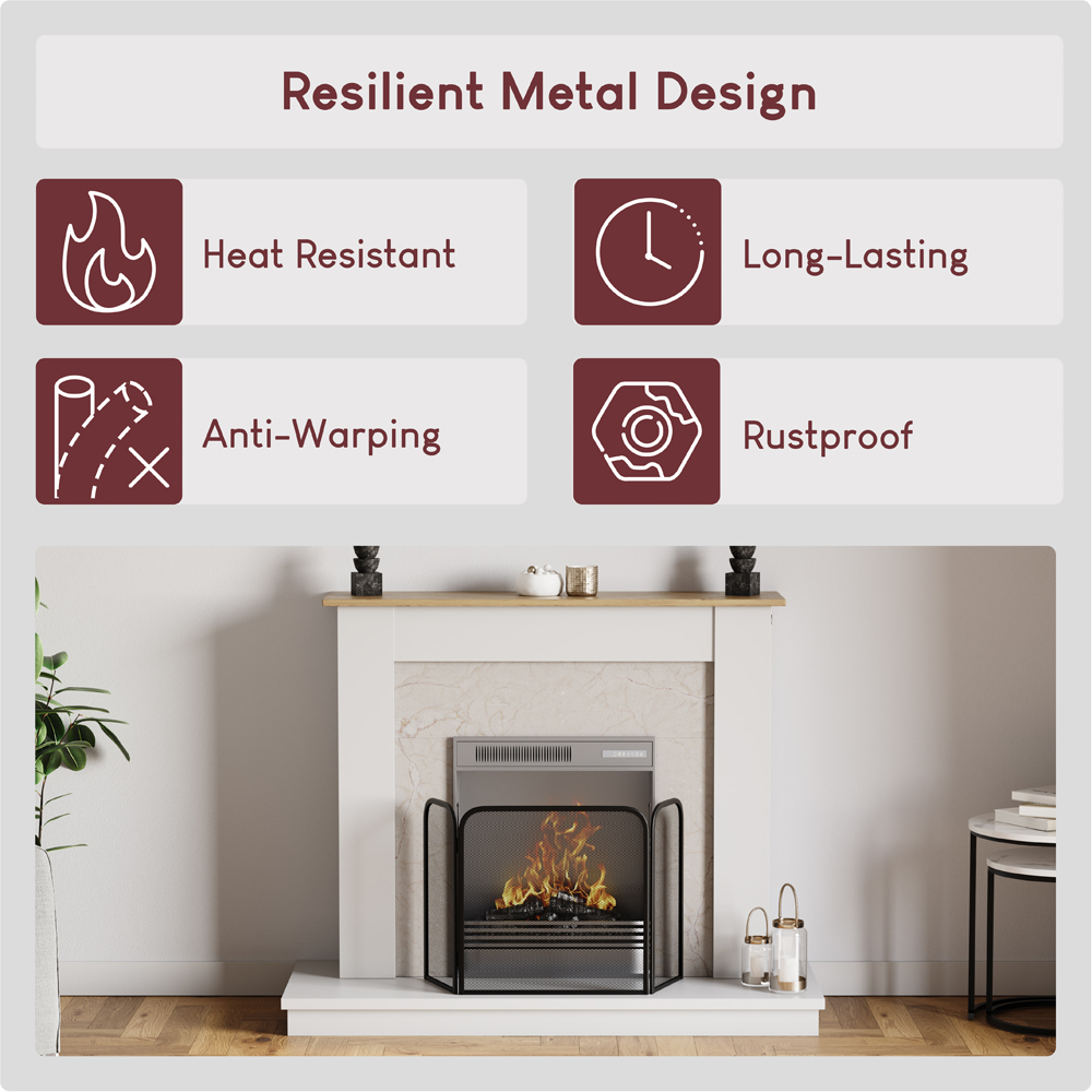 Fire Vida Roxby 3 Panel Fire Guard Black Image 5