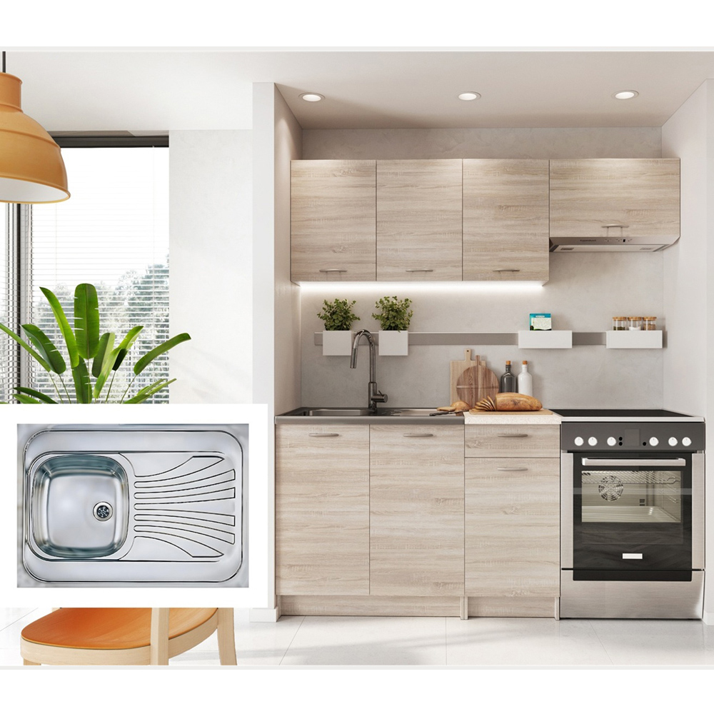 Impact Furniture Nela Sonoma Oak Kitchenette Kitchen Cabinet Set of 5 Image 4
