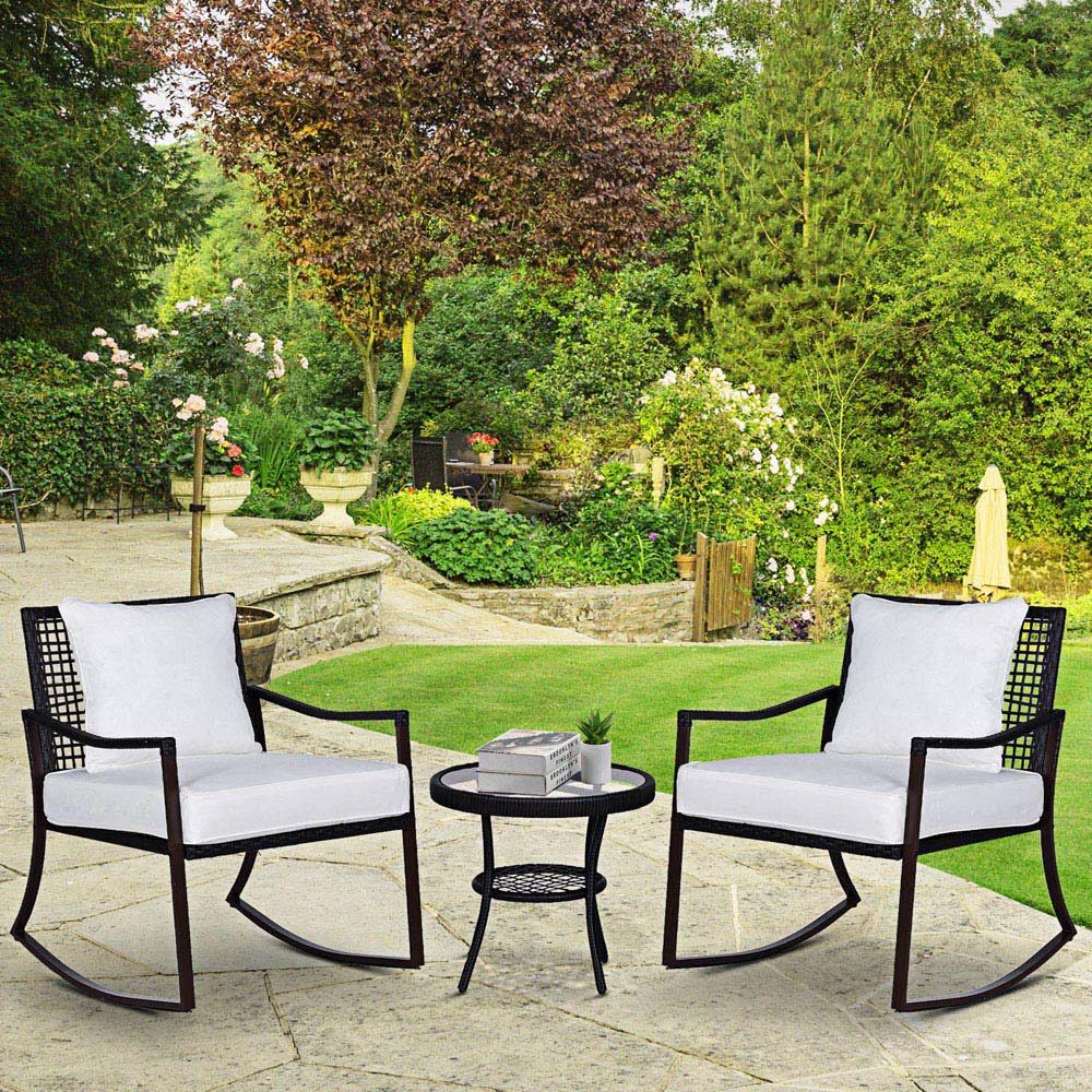 Outsunny 2 Seater Brown Rattan Bistro Set Image 1