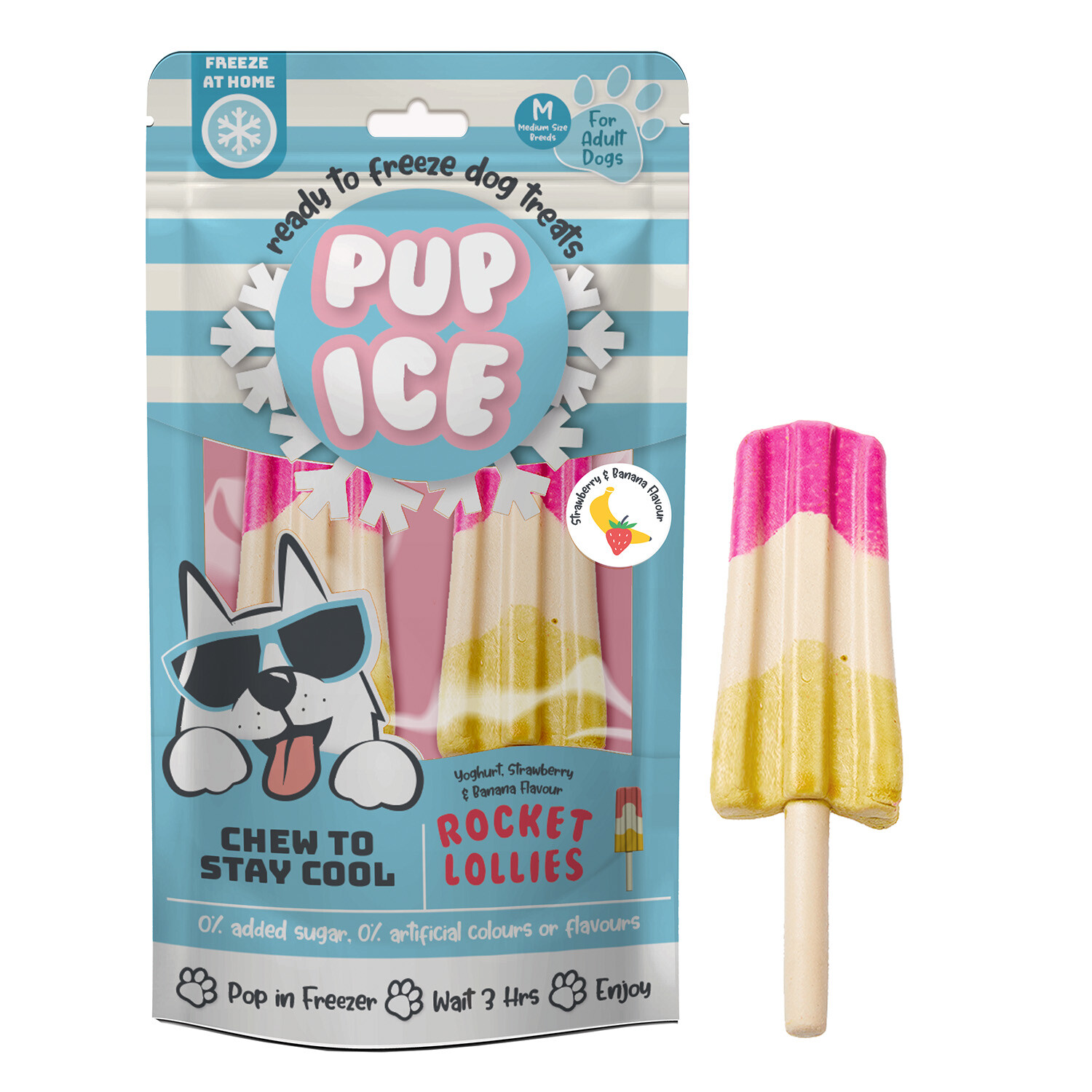 Pup Ice Rocket Lolly Strawberry and Banana Image 3