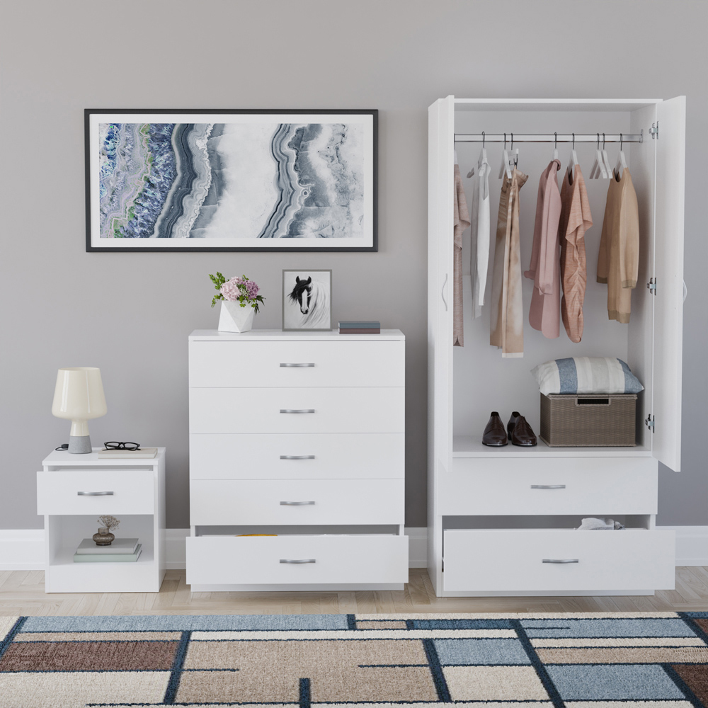 VIDA DESIGNS Riano White 3 Piece Bedroom Furniture Set Image 3