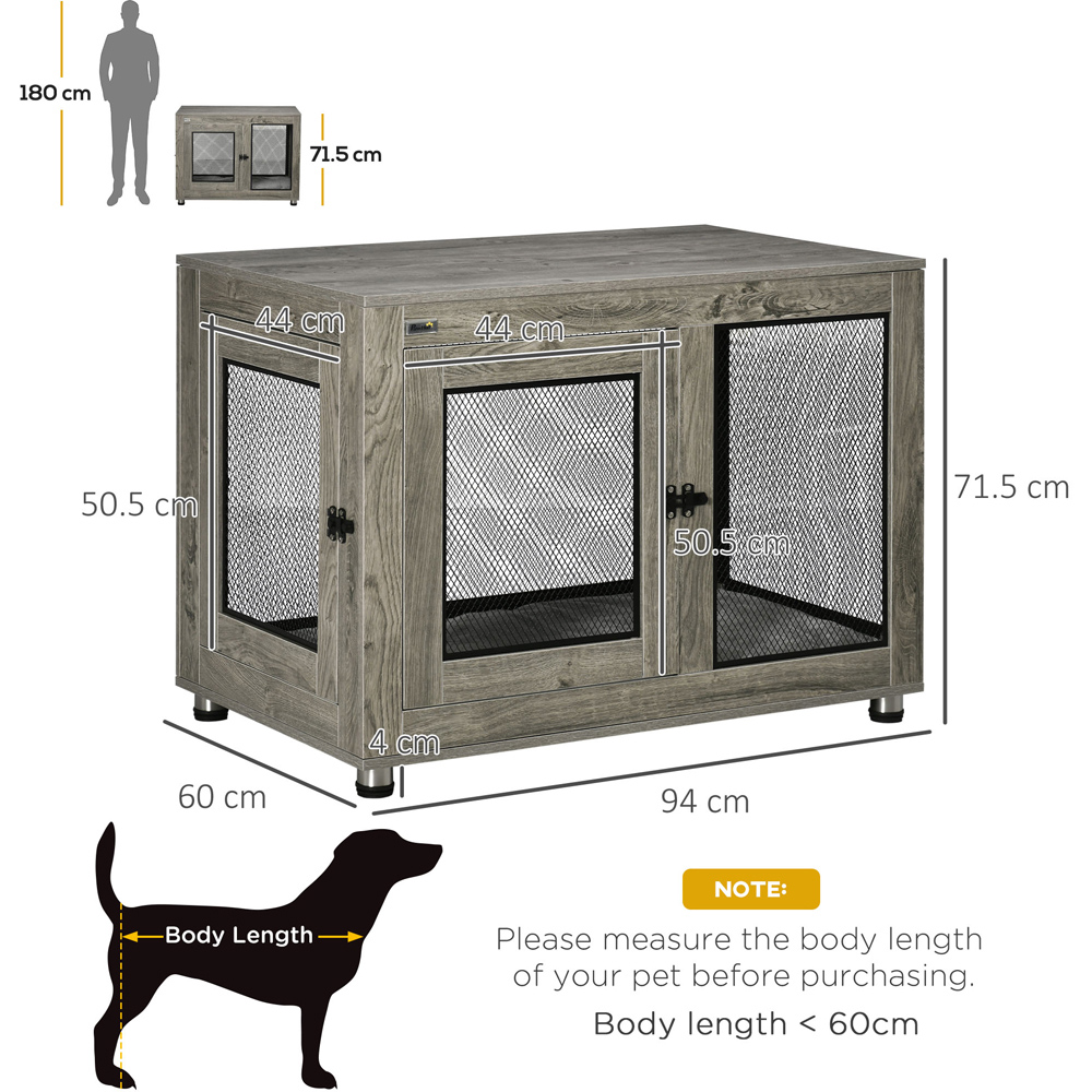 PawHut Grey Lage Dog Pet Crate Side Table with Cushion Image 5