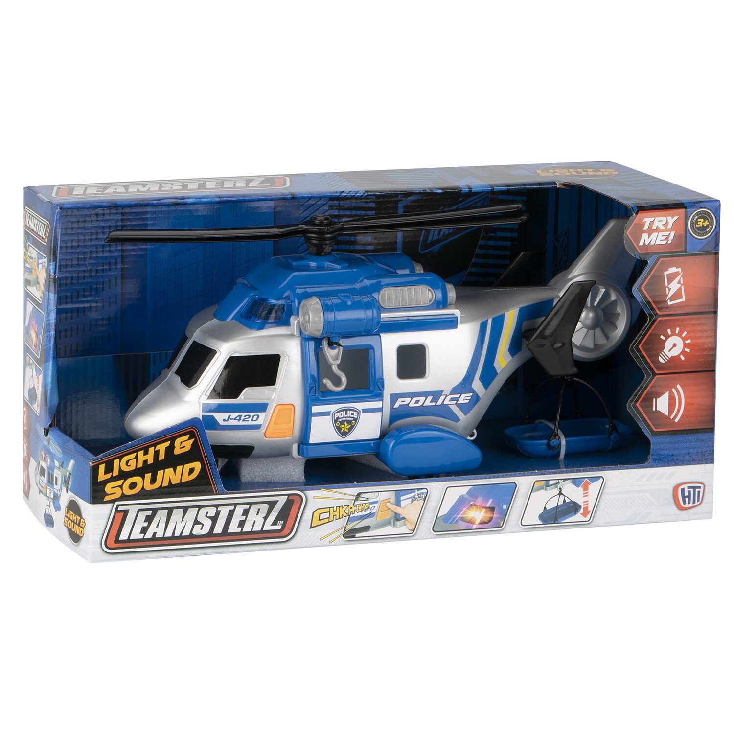 Teamsterz Light and Sound Police Rescue Helicopter Toy Image 1