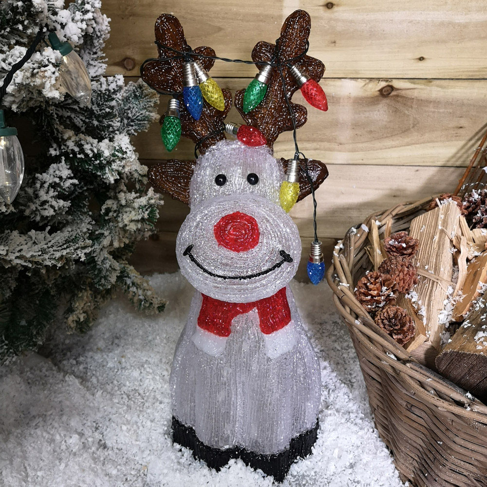 Samuel Alexander Acrylic Sitting Reindeer LED Outdoor Christmas Decoration 50cm Image 3