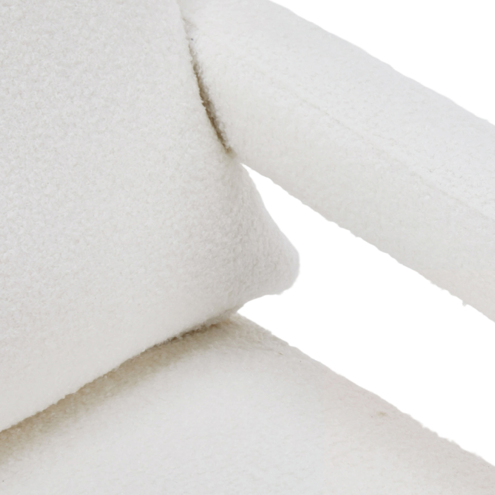 Living and Home White Teddy Fleece Upholstered Accent Chair with Lumbar Pillow Image 4