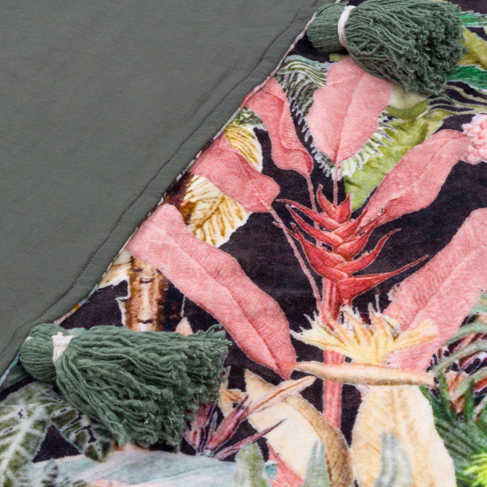 Wylder Midnight Noir Jungle Velvet Tasselled Throw Image 3