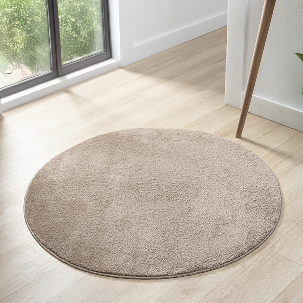 Desire Rugs Comfy Dark Beige Anti Slip Felt Backing Round Rug 100cm Image 2