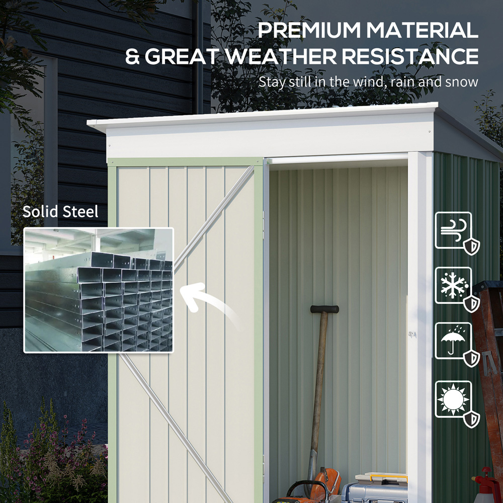 Outsunny 5 x 3ft Green Storage Metal Shed Image 4