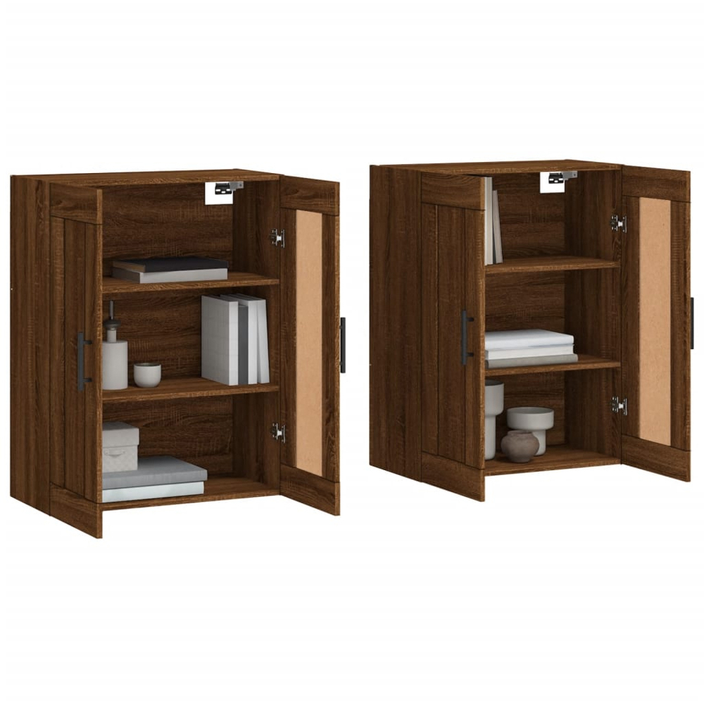 vidaXL 2 Door Brown Oak Wall Mounted Cabinet 2 Pack Image 3