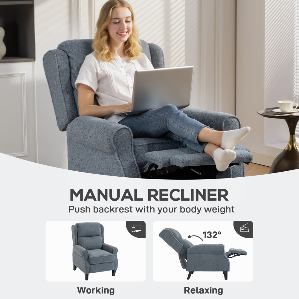 Portland Grey Manual Recliner Armchair  Image 4