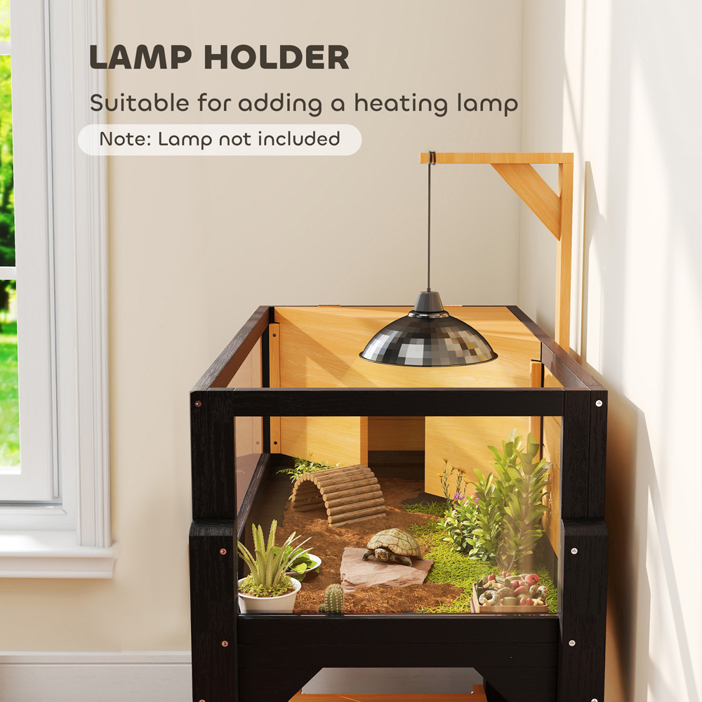 PawHut Wooden Tortoise House with Storage Shelf Image 7