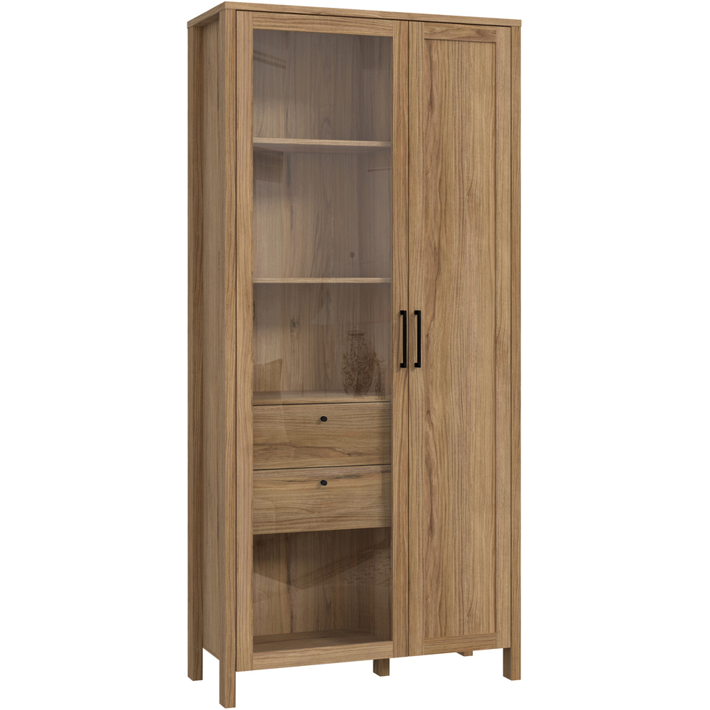 Florence Malte Brun 2 Door 2 Drawer Waterford Oak Display Cabinet Image 2