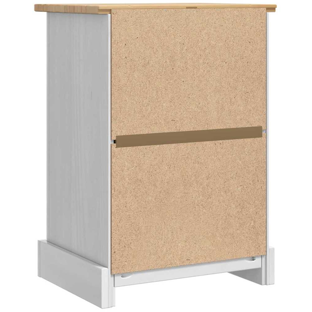 vidaXL Corona 3 Drawer White Solid Pine Wood Wide Bedside Table Image 7