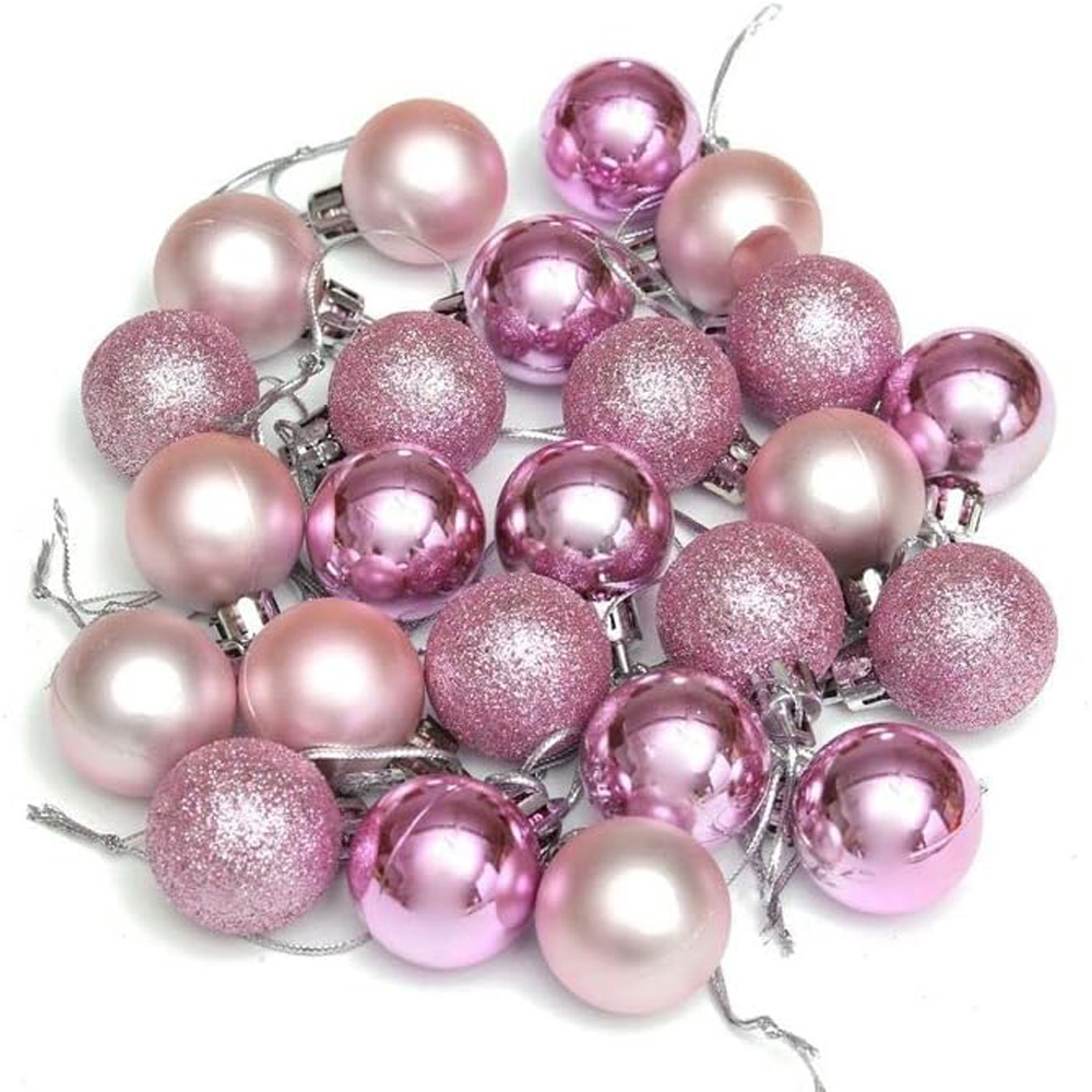 Shatchi 3cm Pale Pink Shatterproof Christmas Baubles 24 Pack Image 4
