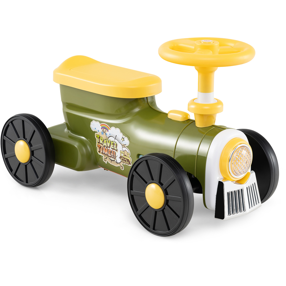 Costway Kids Green Ride On Push Car Train with Sound Button and Storage Compartment Image 3