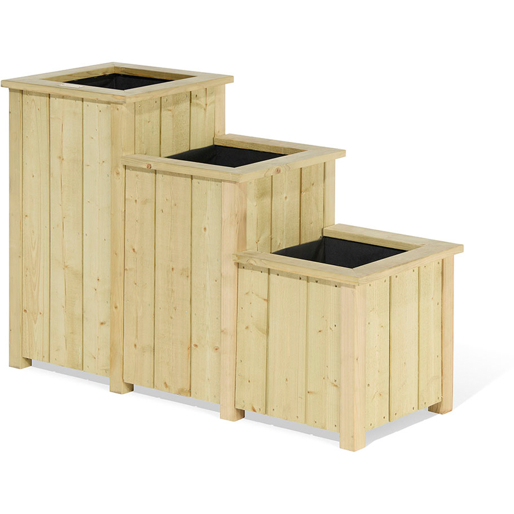 Rowlinson Signature Heritage 3-Tier Natural Wooden Garden Corner Planter 42 x 78.5 x 78.5cm Image 3
