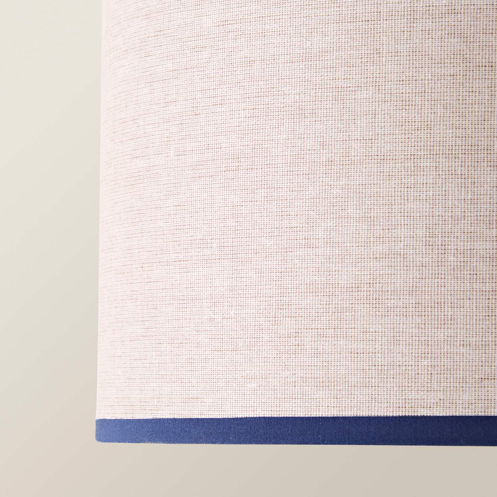ValueLights Kiara Natural Linen Small Lamp Shade with Navy Trim Inner 25cm Image 5