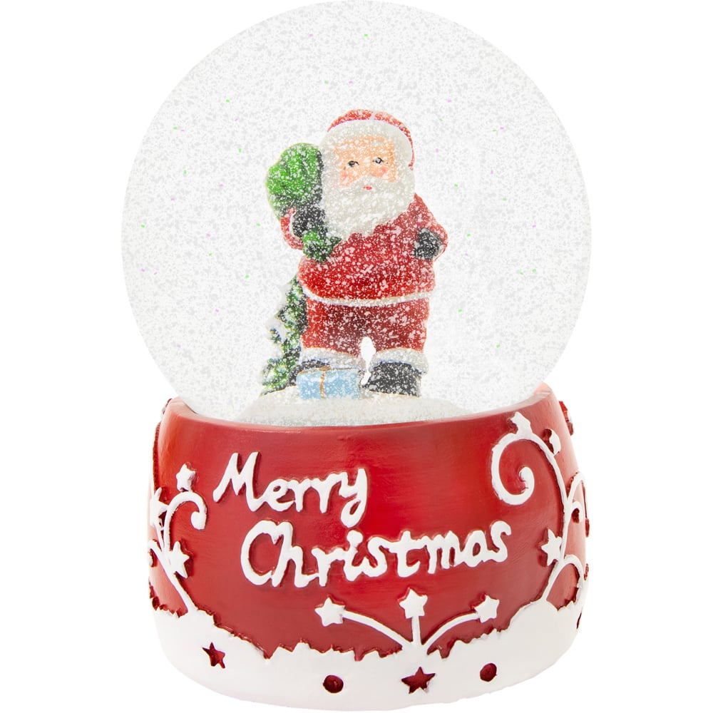 The Christmas Workshop Red and White Musical Santa Snow Globe Decoration Image 1