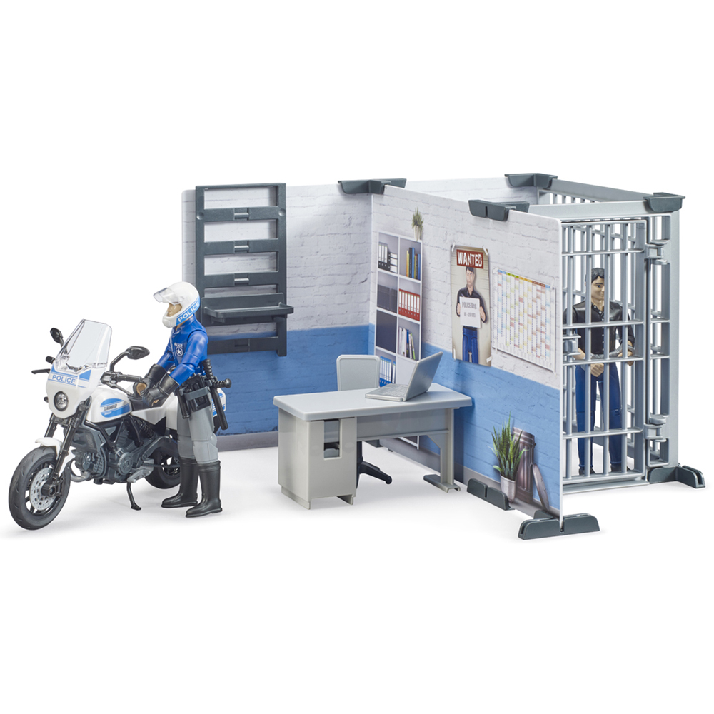 Bruder Kids bworld Police Station with Police Motorbike Playset Model Image 8