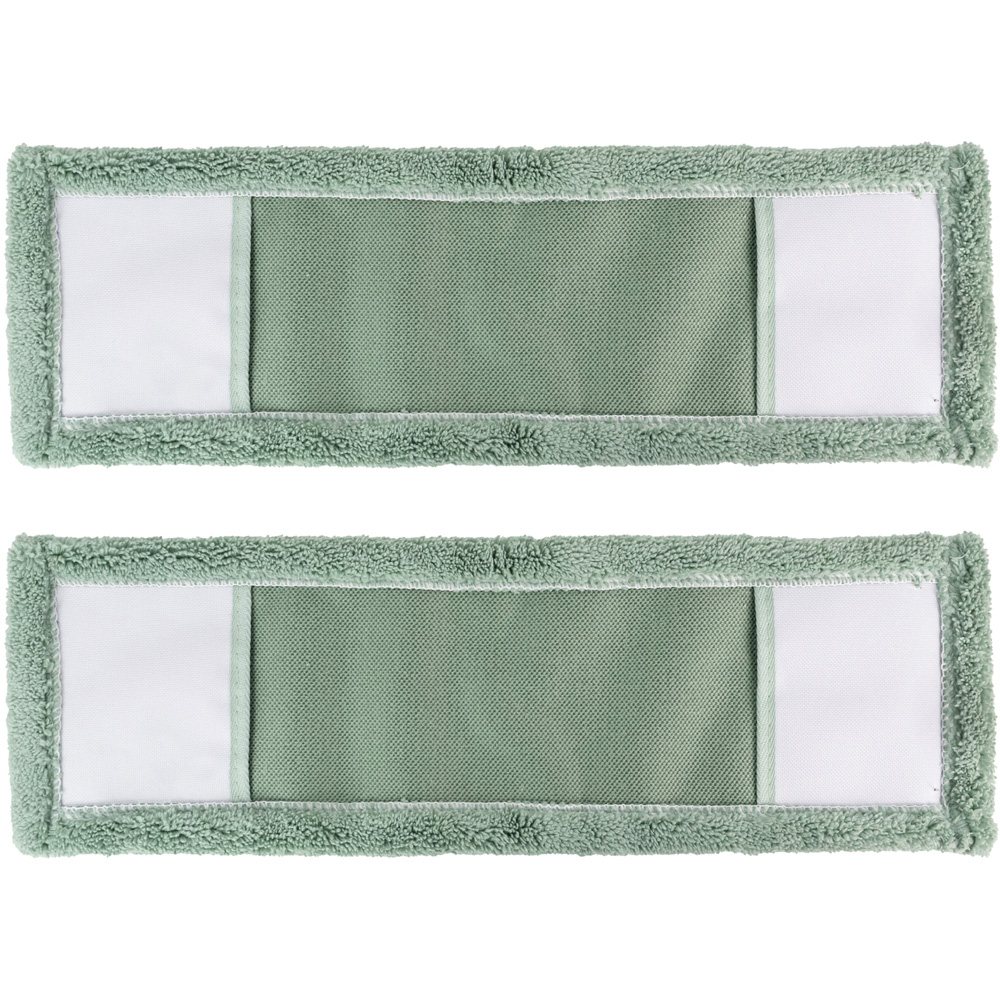 JVL Cleaning Green Replacement Microfibre Mop Pad 2 Pack Image 1