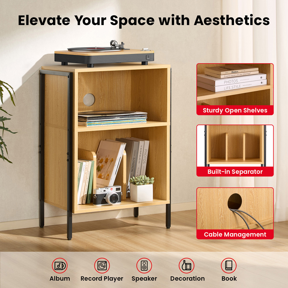 TTAP Valencia Oak 2 Shelf Turntable Entertainment Stand Image 5